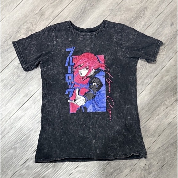 Blue Lock Other - Blue Lock Hyoma Chigiri Graphic Tee Mens Small Black Acid Wash Good Anime Shirt